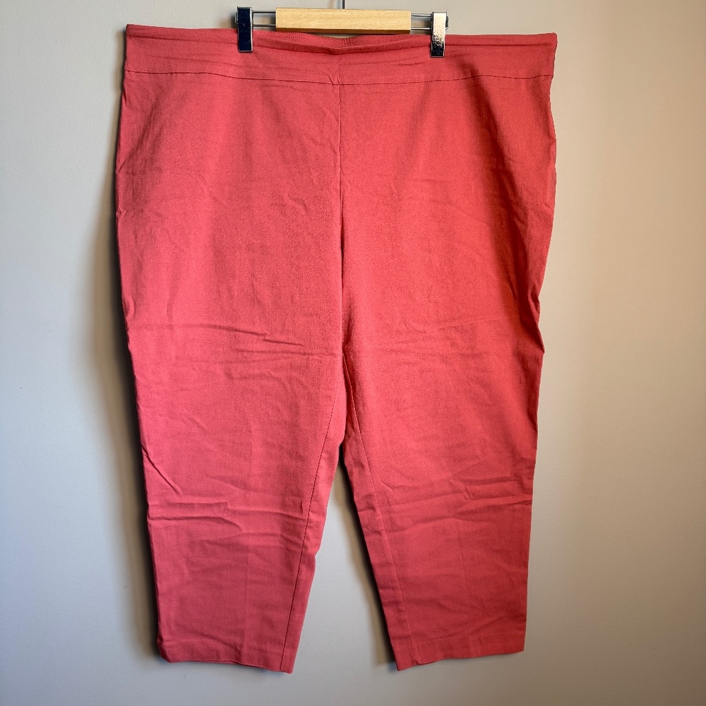 Terra & Sky‎ Womens Pull On Stretchy Casual Dress Trouser Pant Coral 3X Office